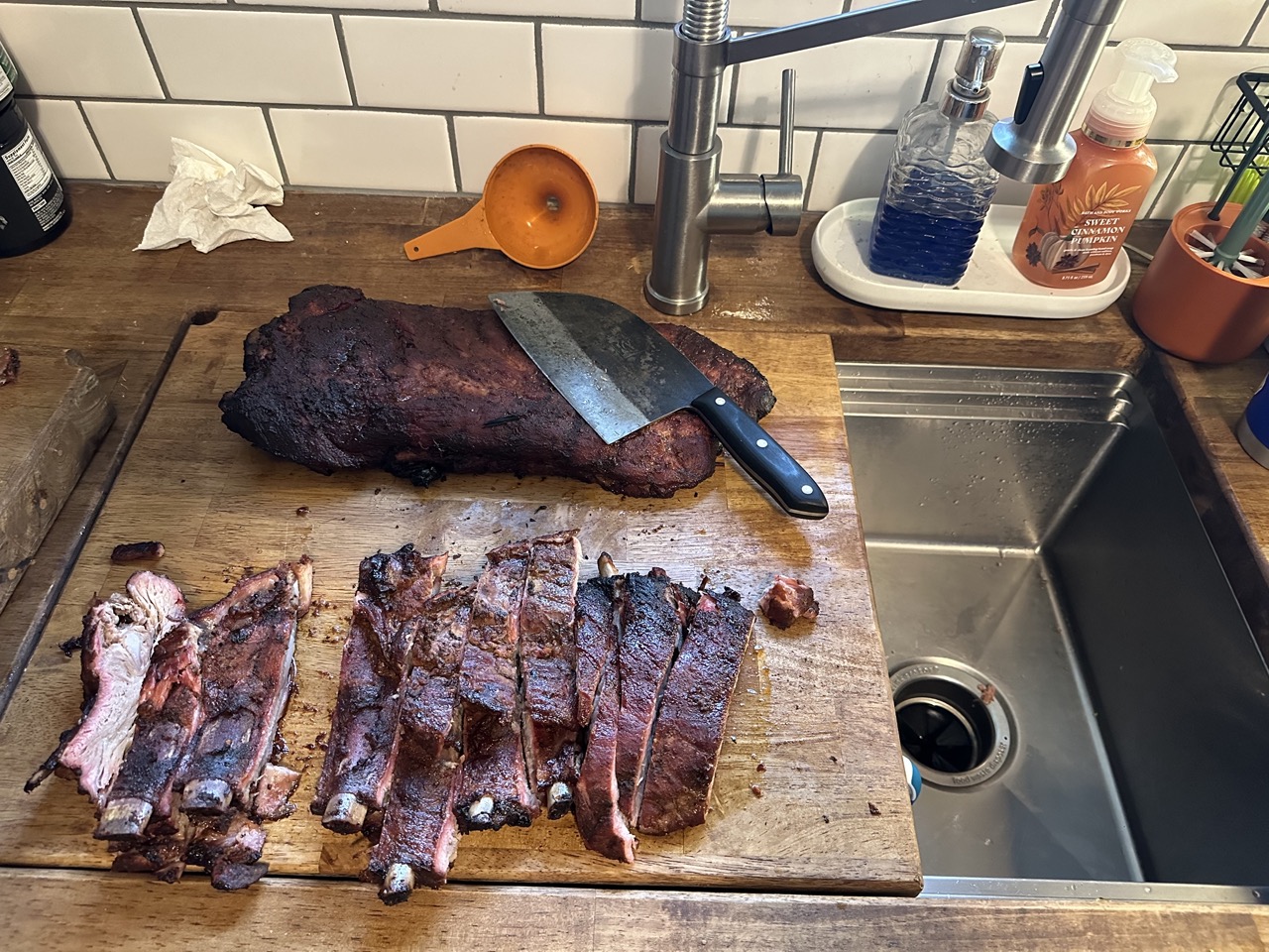 Completed modern kitchen with new countertops and cabinets